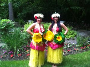 hula dancers in the garden